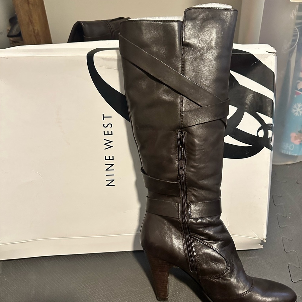 Nine West Dark Brown Heeled Boots